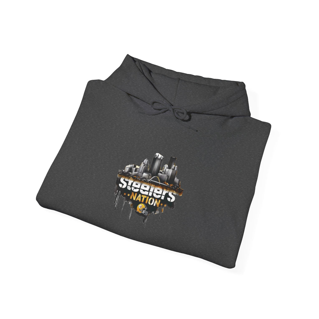 Steel Talk Hoodie — Pittsburgh Steelers Skyline & "Here We Go" Fan Pullover