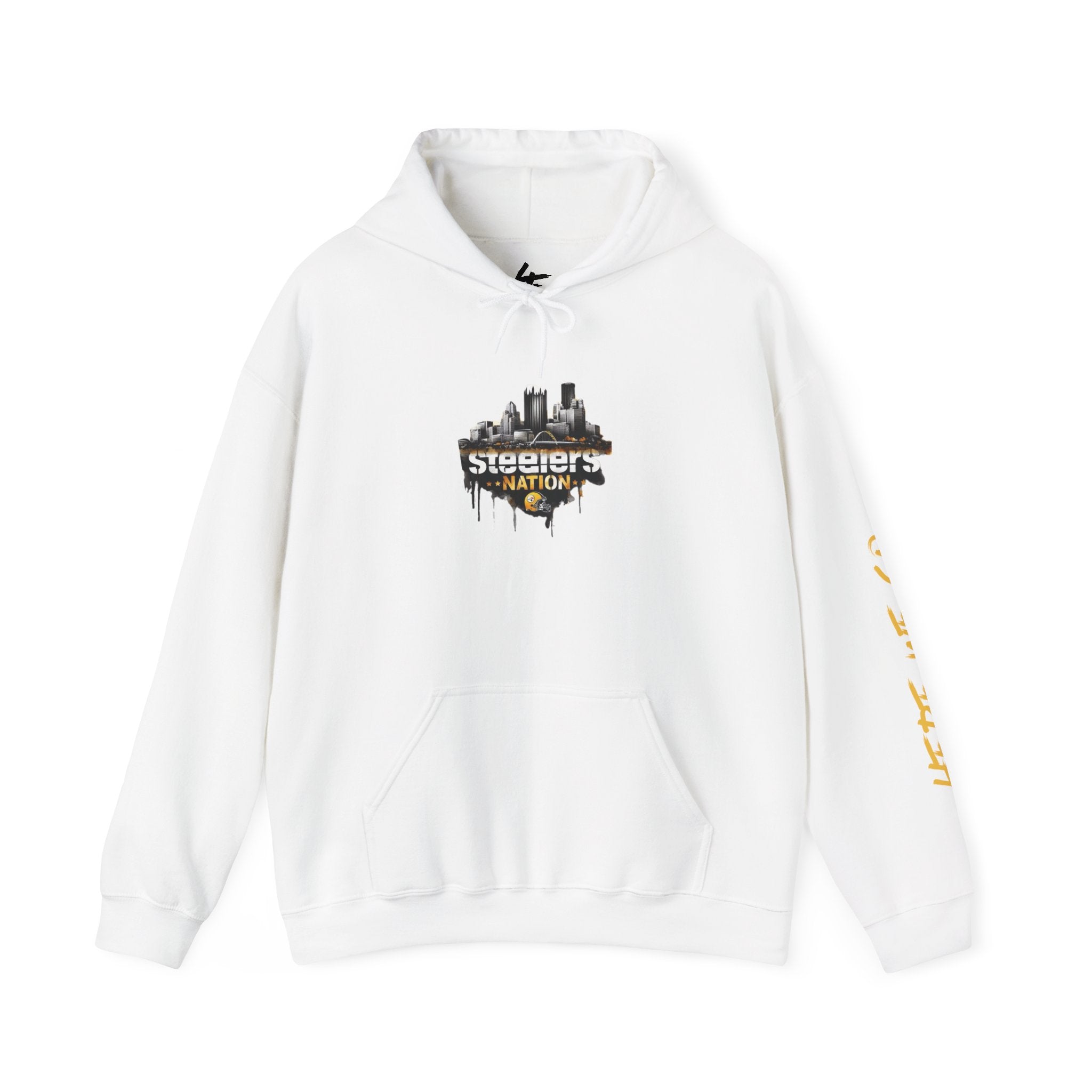Steel Talk Hoodie — Pittsburgh Steelers Skyline & "Here We Go" Fan Pullover