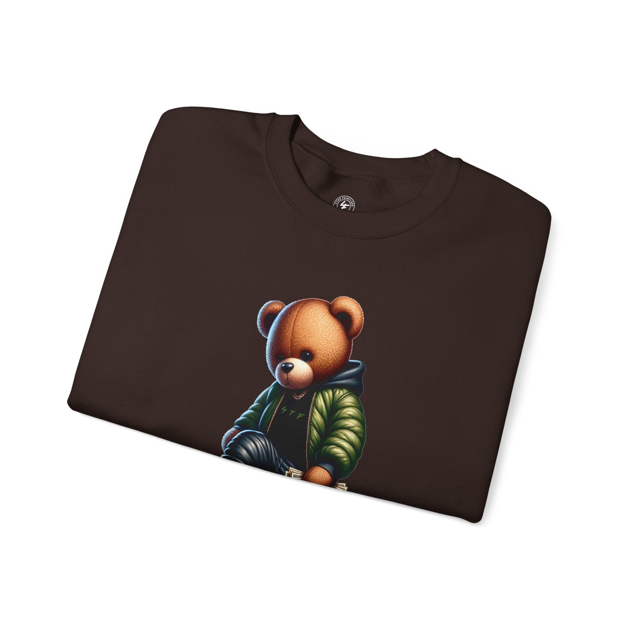 Bear Money Crewneck Sweatshirt — Streetwear Teddy with Cash Stack