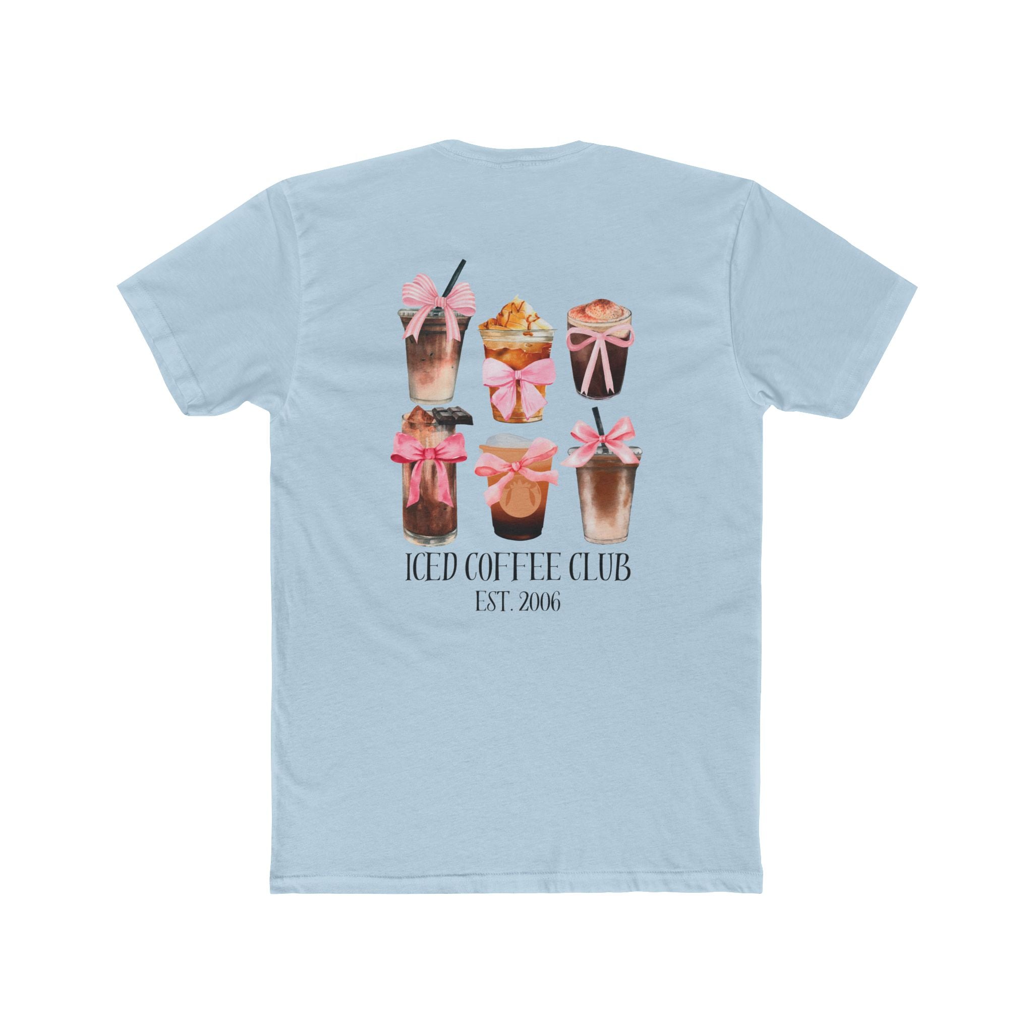 Iced Coffee Club Tee — Cute Pink Iced Coffee Graphic Shirt