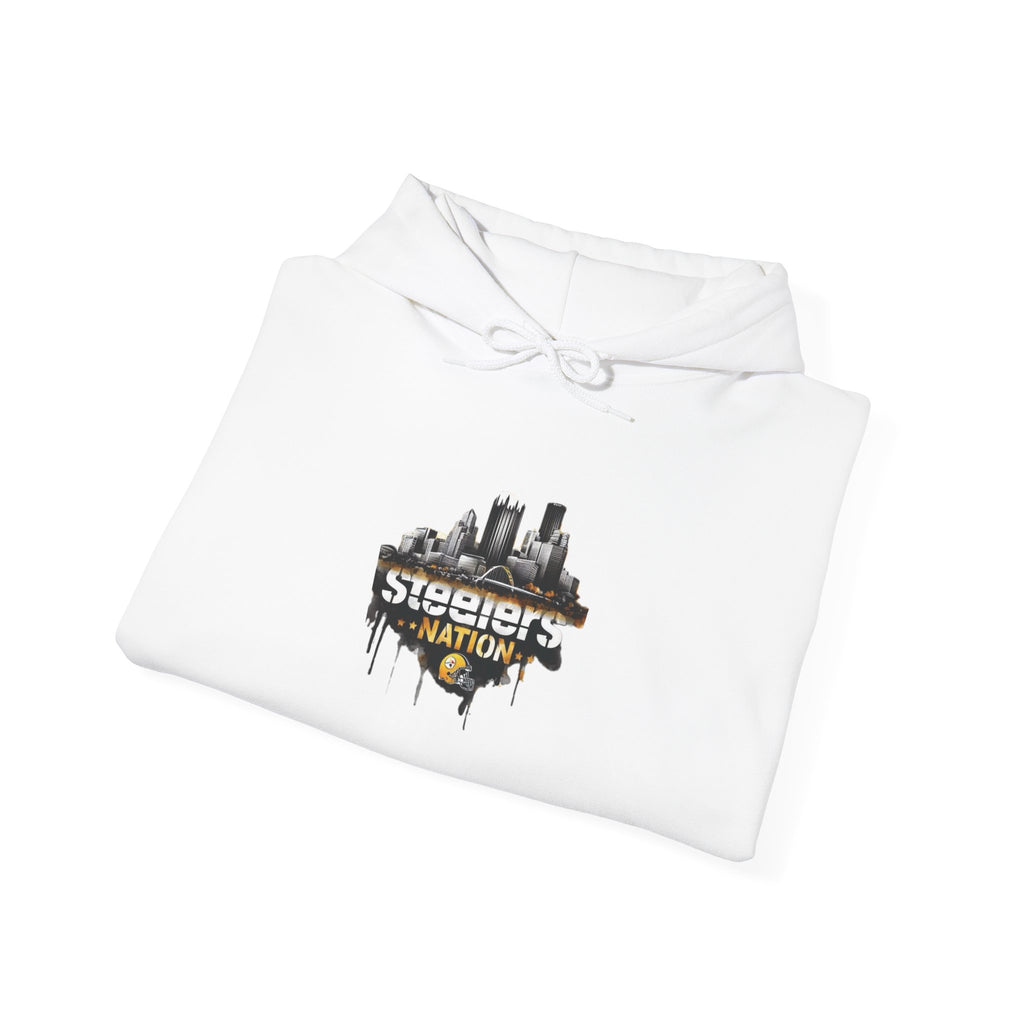 Steel Talk Hoodie — Pittsburgh Steelers Skyline & "Here We Go" Fan Pullover