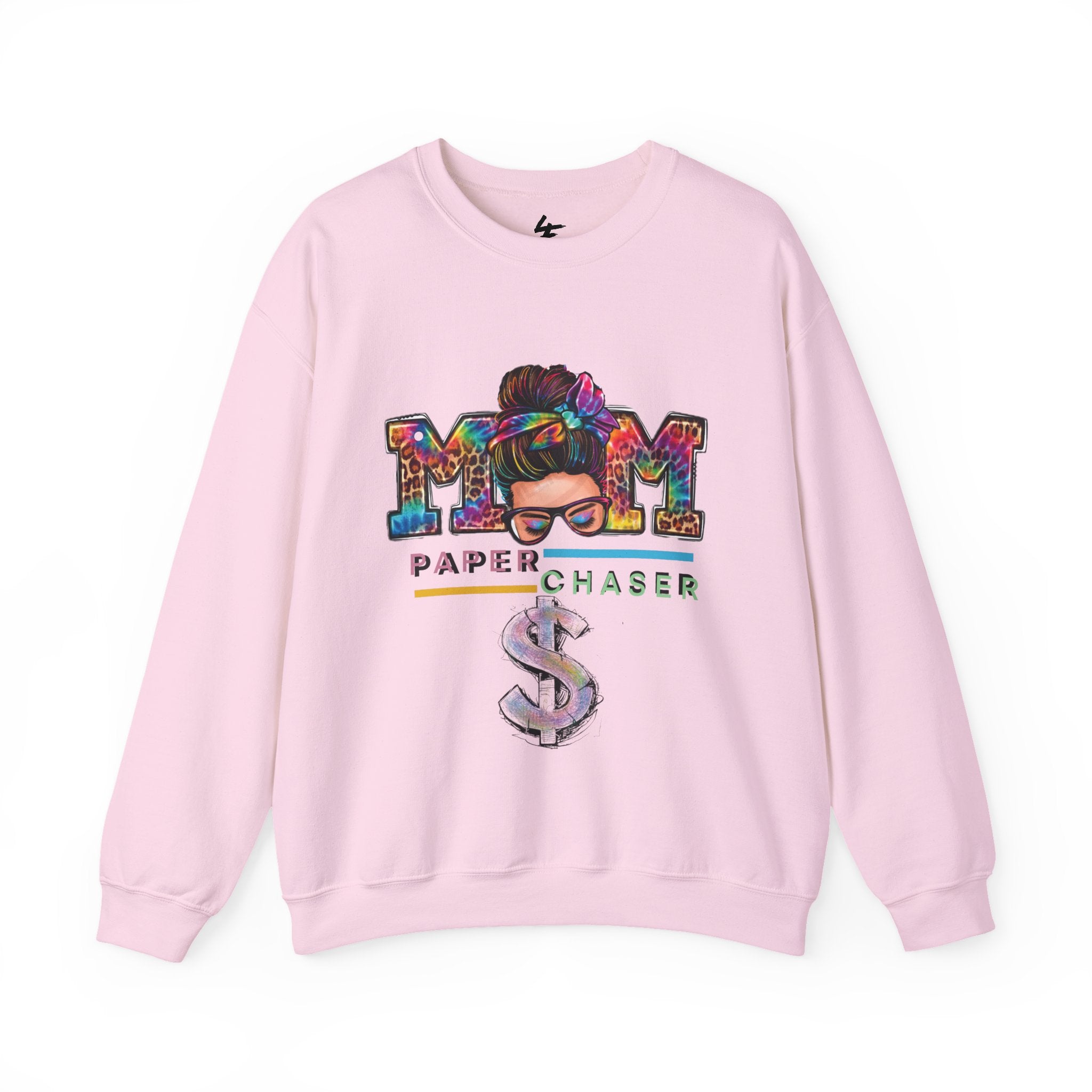Mom Paper Chaser Sweatshirt — Graphic Crewneck for Hustling Moms