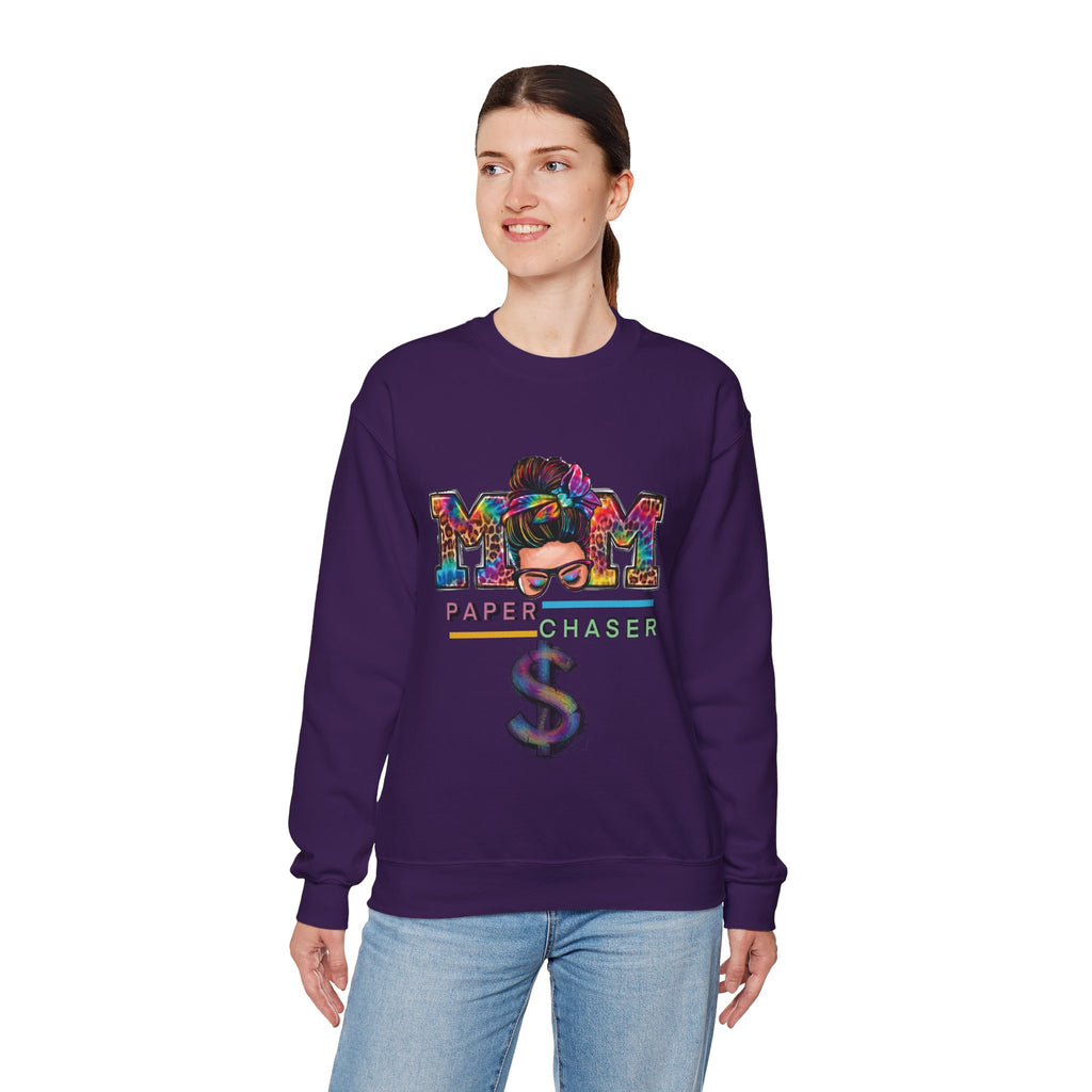 Mom Paper Chaser Sweatshirt — Graphic Crewneck for Hustling Moms