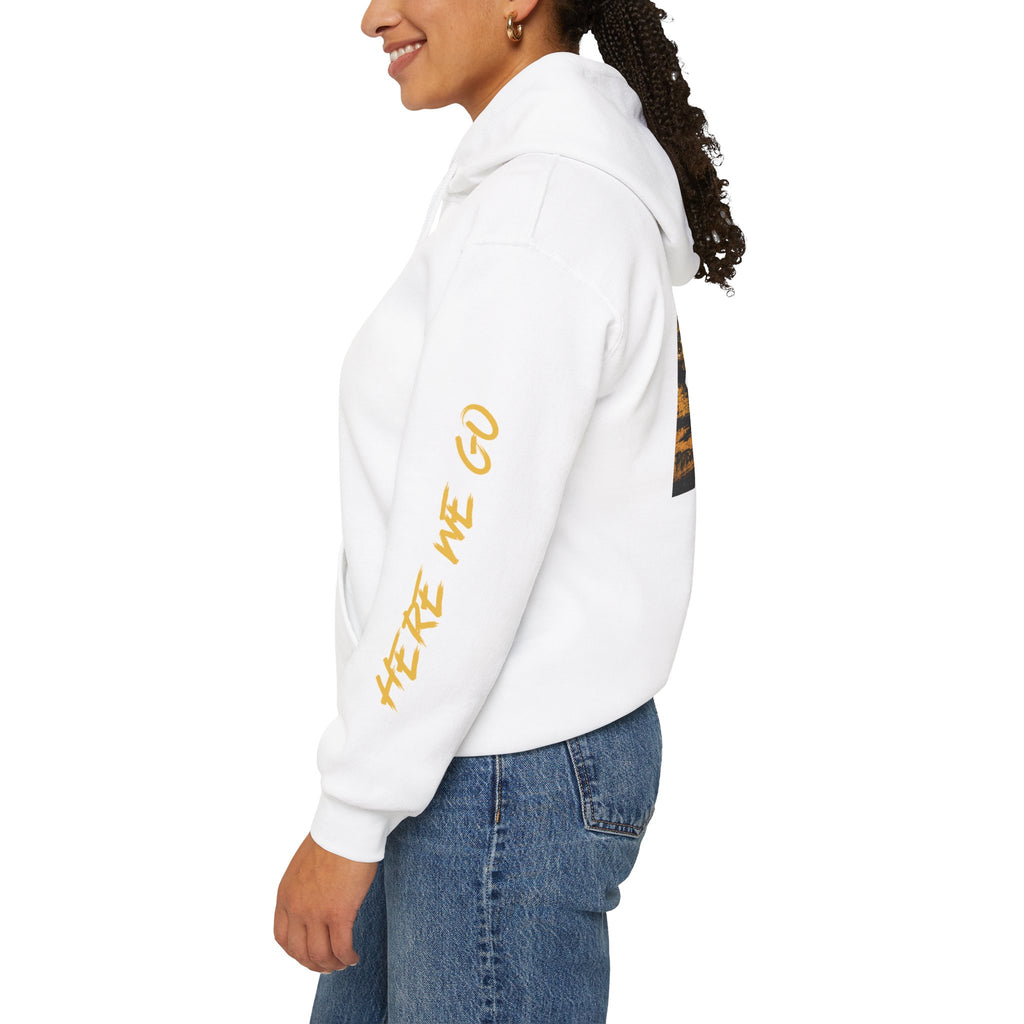 Steel Talk Hoodie — Pittsburgh Steelers Skyline & "Here We Go" Fan Pullover