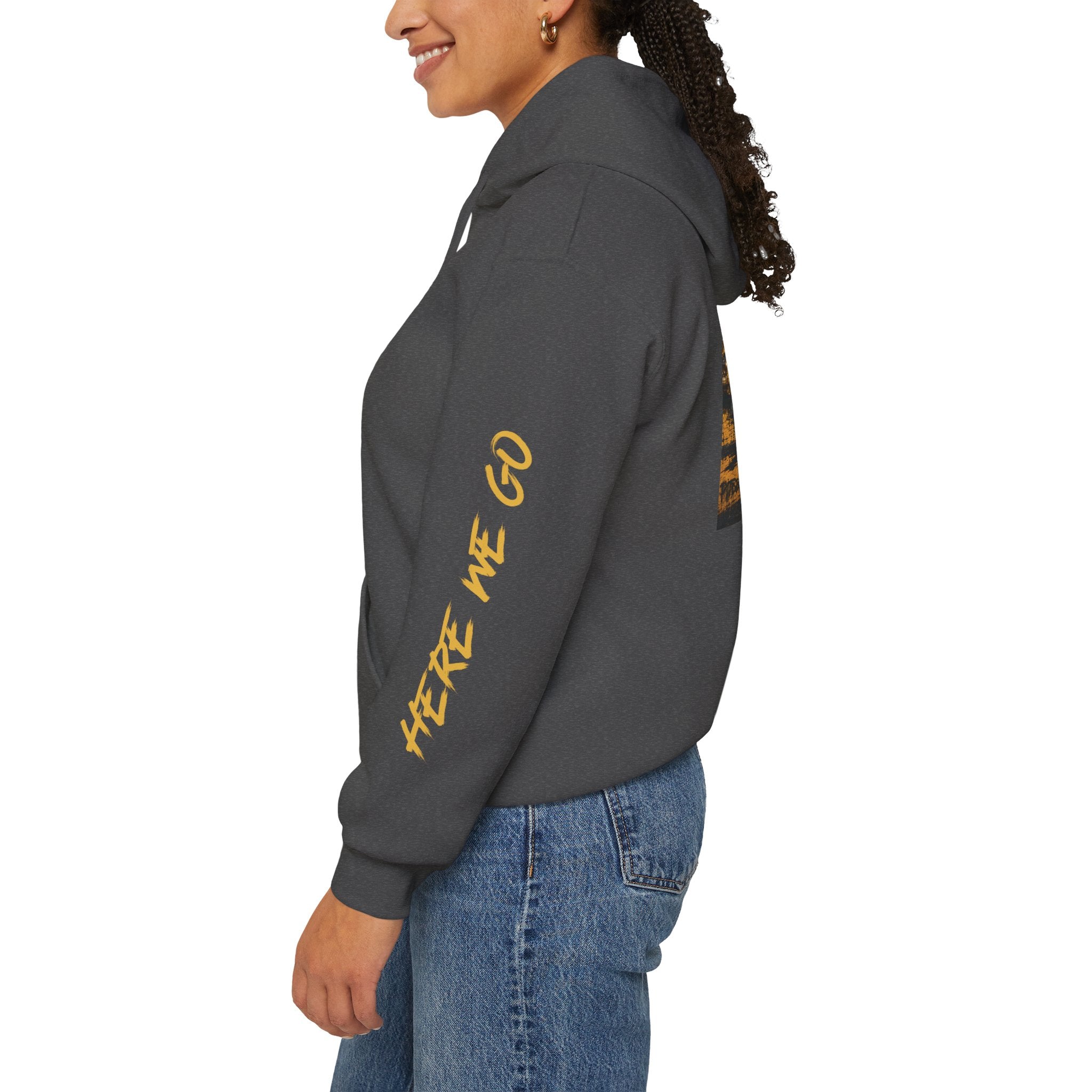 Steel Talk Hoodie — Pittsburgh Steelers Skyline & "Here We Go" Fan Pullover