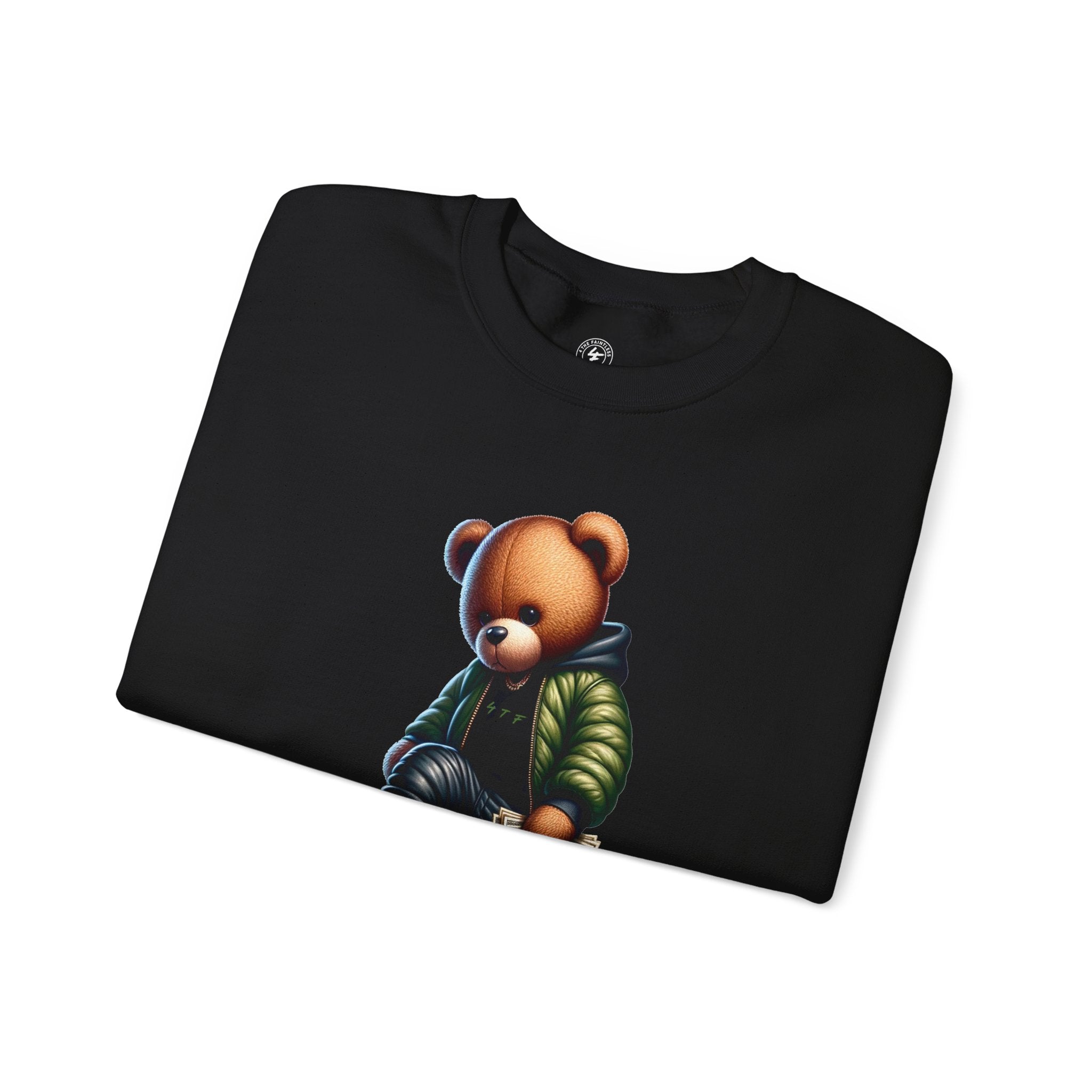 Bear Money Crewneck Sweatshirt — Streetwear Teddy with Cash Stack