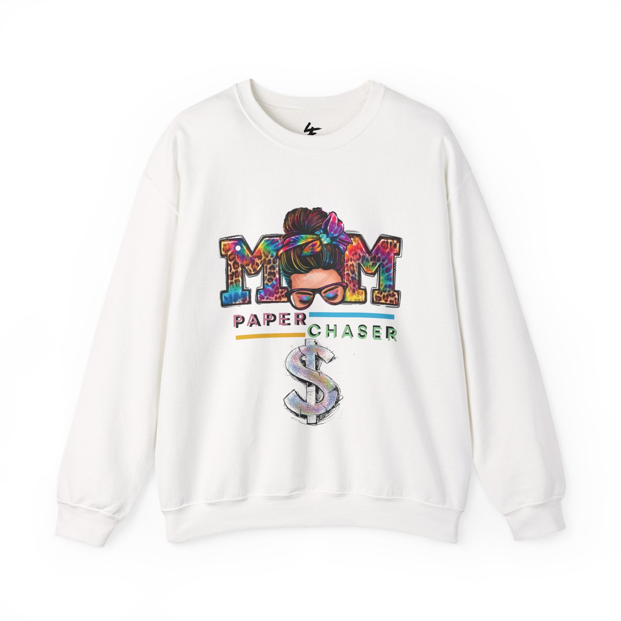 Mom Paper Chaser Sweatshirt — Graphic Crewneck for Hustling Moms