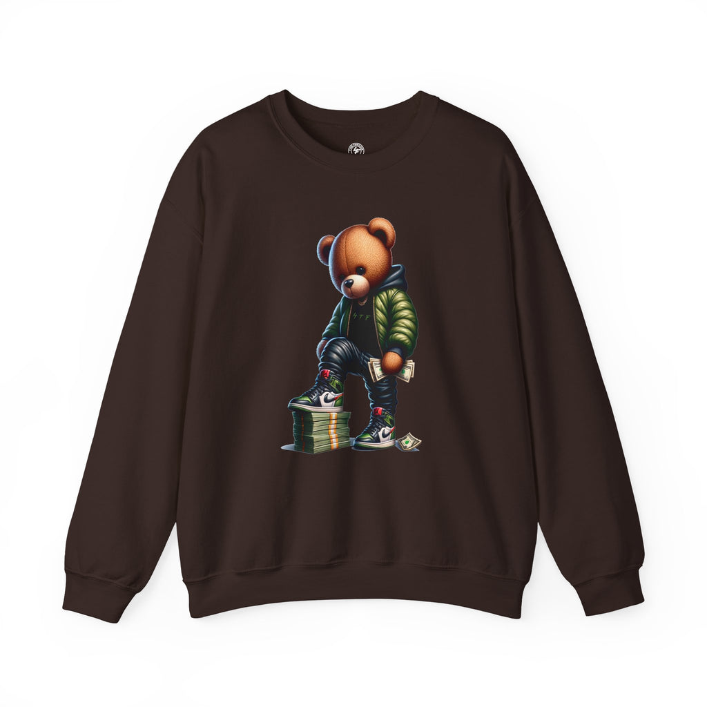 Bear Money Crewneck Sweatshirt — Streetwear Teddy with Cash Stack