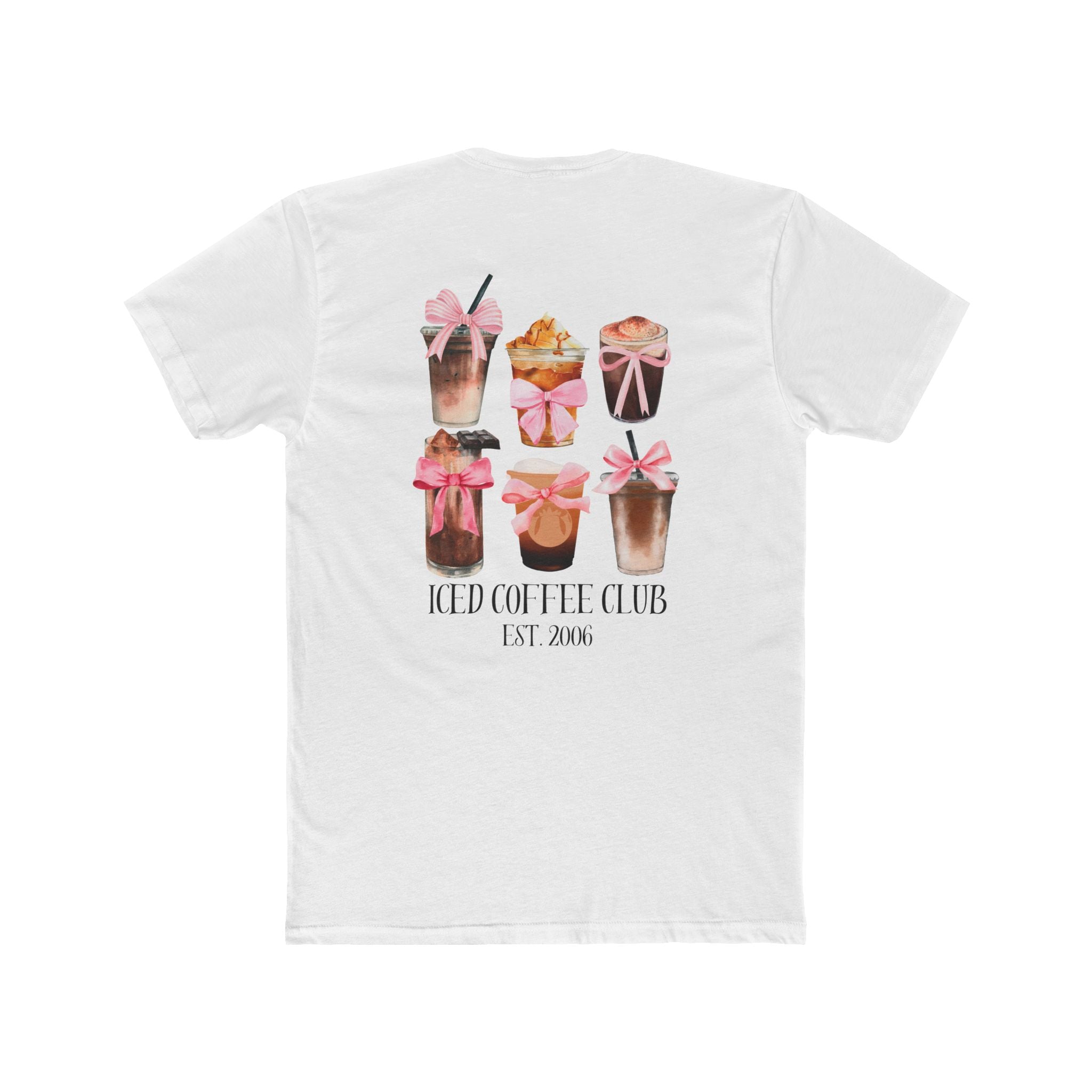 Iced Coffee Club Tee — Cute Pink Iced Coffee Graphic Shirt