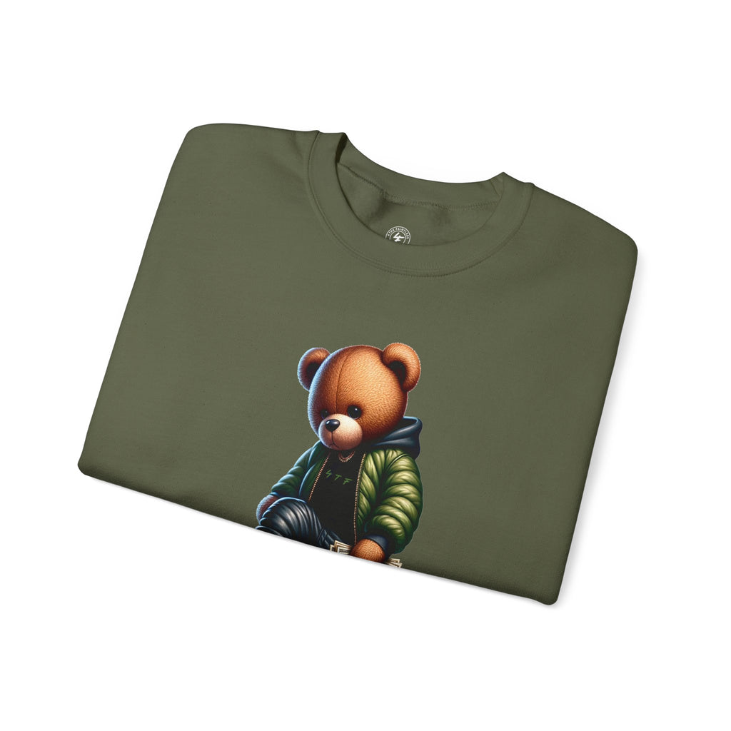 Bear Money Crewneck Sweatshirt — Streetwear Teddy with Cash Stack