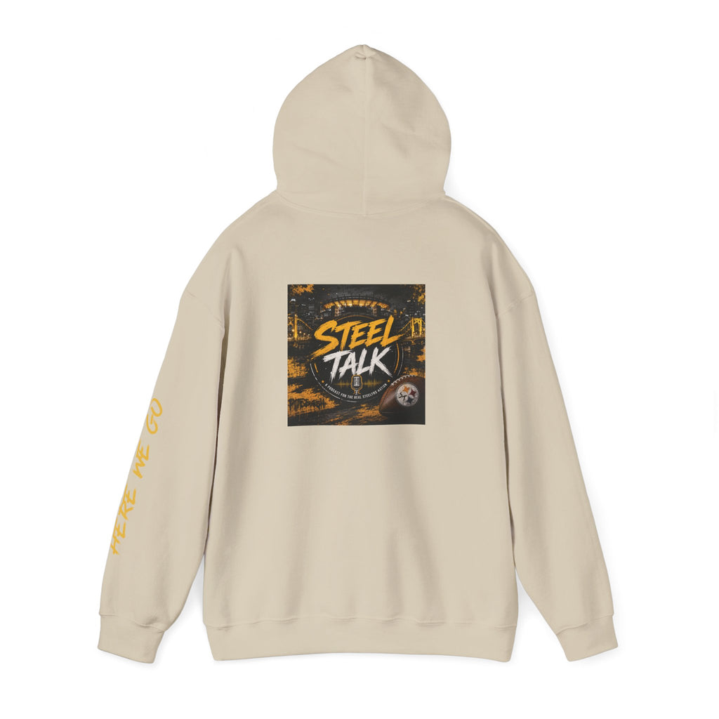 Steel Talk Hoodie — Pittsburgh Steelers Skyline & "Here We Go" Fan Pullover