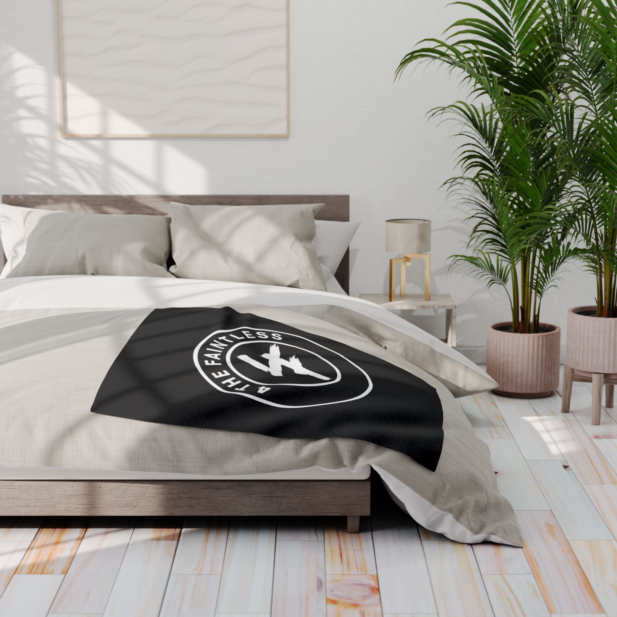 The Faintless Logo Fleece Blanket — Black Arctic Throw