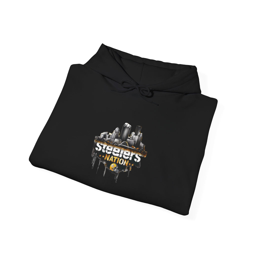 Steel Talk Hoodie — Pittsburgh Steelers Skyline & "Here We Go" Fan Pullover