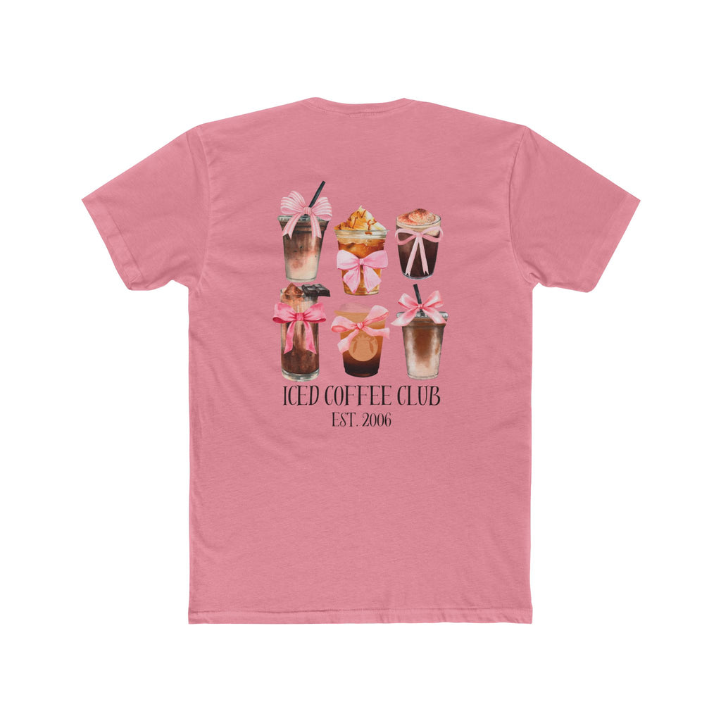 Iced Coffee Club Tee — Cute Pink Iced Coffee Graphic Shirt