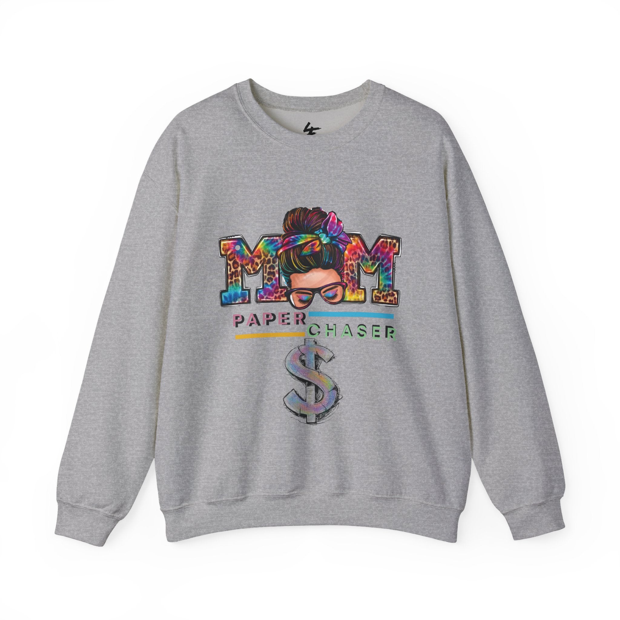 Mom Paper Chaser Sweatshirt — Graphic Crewneck for Hustling Moms