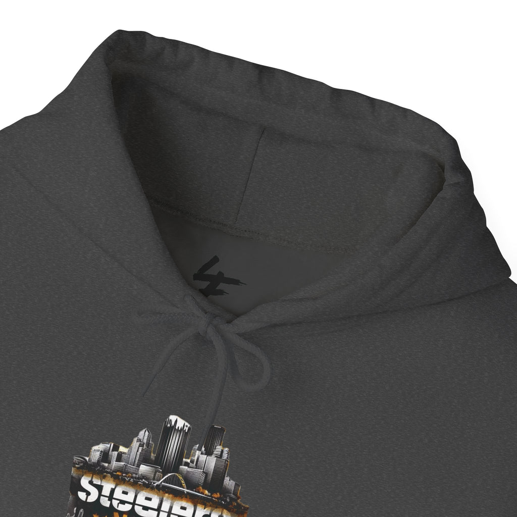 Steel Talk Hoodie — Pittsburgh Steelers Skyline & "Here We Go" Fan Pullover